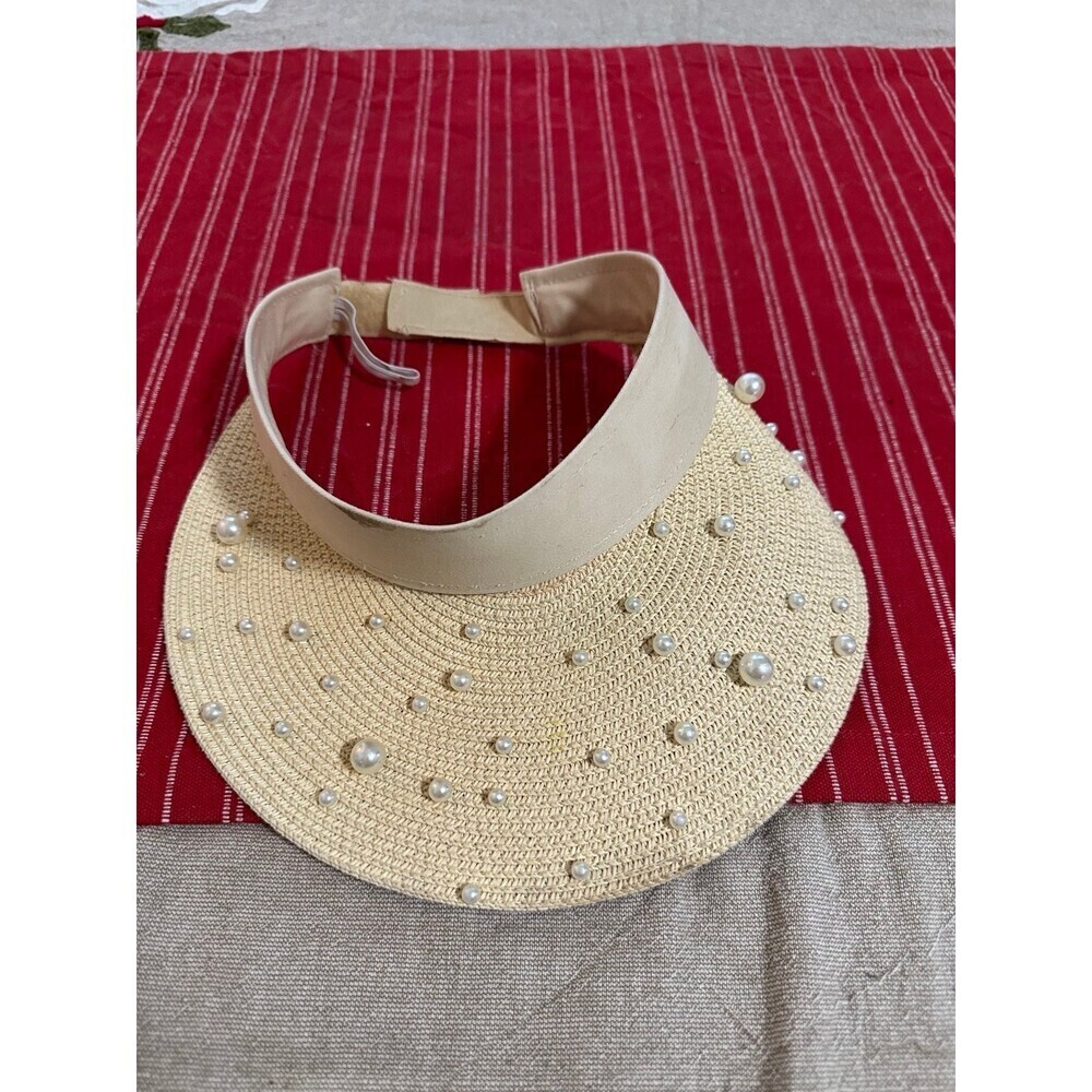 Unisex Y2K Style Pearl decorated Straw Hat Visor